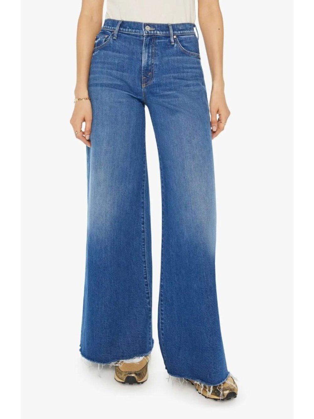 MOTHER The Tomcat Swisher Sneak Fray Hem Women's Wide Leg Jeans Size 27 / US 4 - Picture 1 of 4